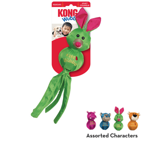 KONG Ballistic Wubba Friends Bunny, Panther, Monkey & Hippo Dog Toy LARGE