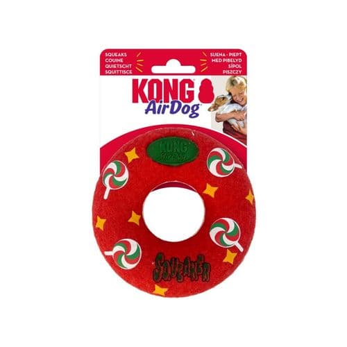 KONG Christmas '23 Airdog Squeaker Donut Medium , Tennis