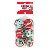 KONG Christmas '23 Holiday SqueakAir Tennis Balls 6 pack Md or Sm Squeaky Non Abrasive