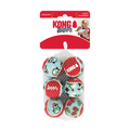KONG Christmas '23 Holiday SqueakAir Tennis Balls 6 pack Md or Sm Squeaky Non Abrasive