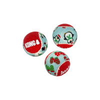 KONG Christmas '23 Holiday SqueakAir Tennis Balls 6 pack Md or Sm Squeaky Non Abrasive