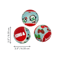 KONG Christmas '23 Holiday SqueakAir Tennis Balls 6 pack Md or Sm Squeaky Non Abrasive