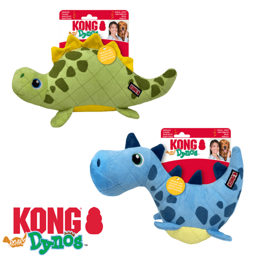 KONG Dynos Roar Blue Or Green M/L Dog toy Lined & Cross Stitched