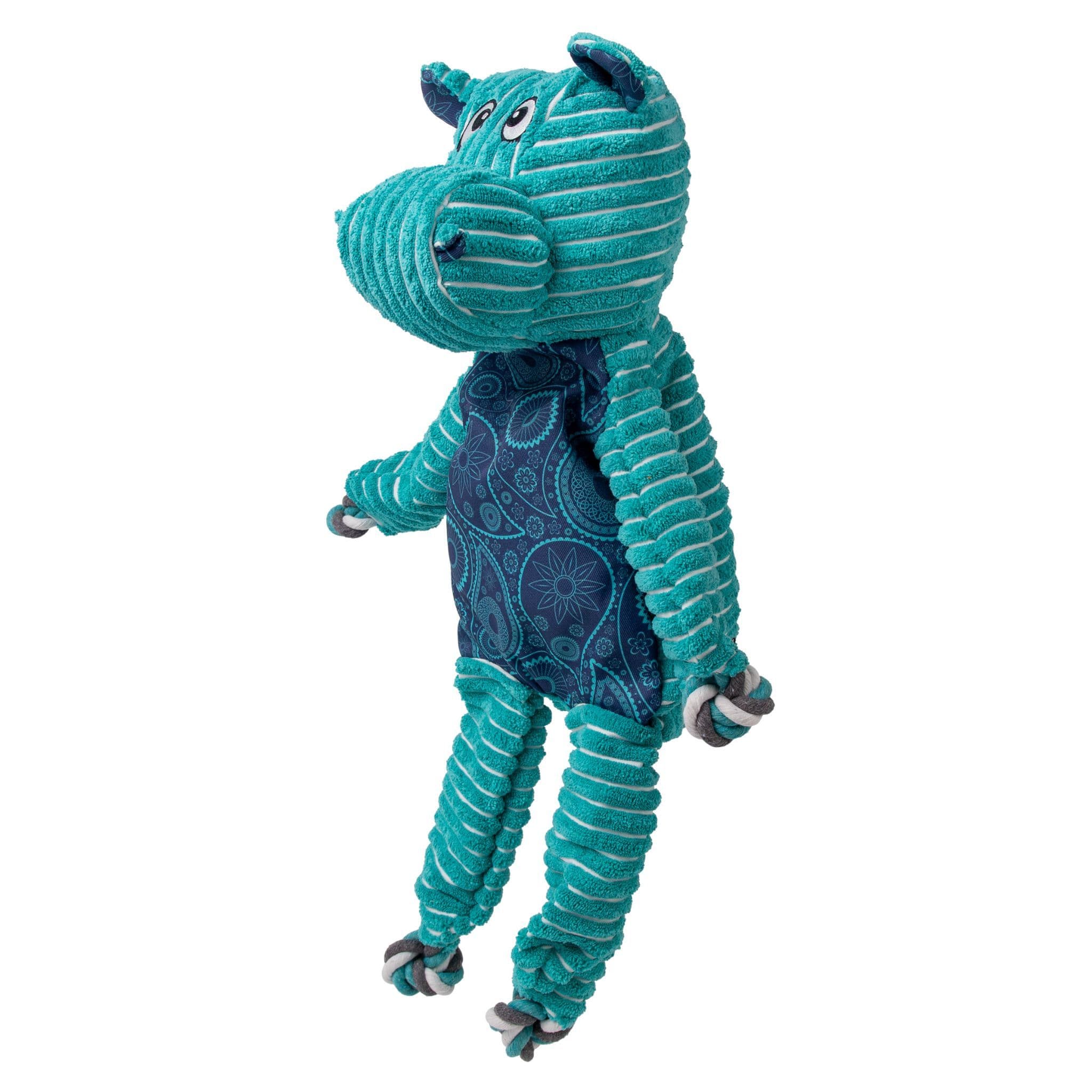 KONG Floppy Knots Jumbo XL - Giocattolo Per Cani A Forma Di Ippopotamo, Peluche Gigante Con Corda Interna E Doppio Squeaker
