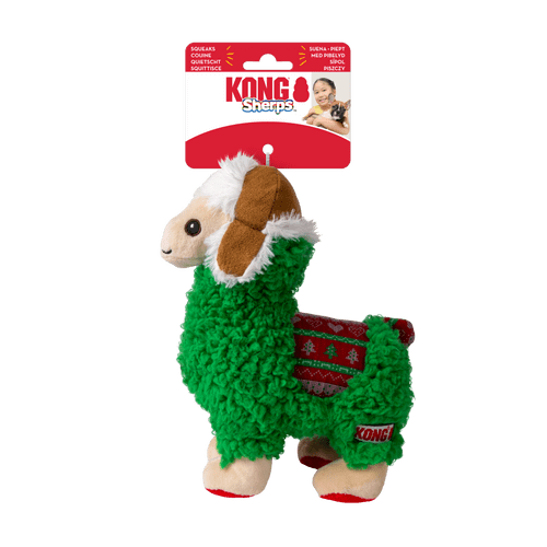 KONG Holiday Sherps Llama Medium Dog Toy – Festive Plush Llama with Squeaker & Crinkle ’25
