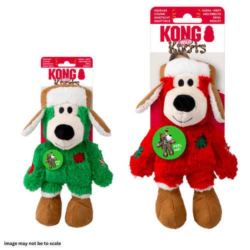 KONG Holiday Wild Knots Bear Dog Toy – Festive Plush Rope Skeleton Bear with Squeaker (Sm/Md & Md/Lg