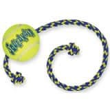 KONG Medium Air Squeaker Tennis Throw Ball on a Rope Dog Toy