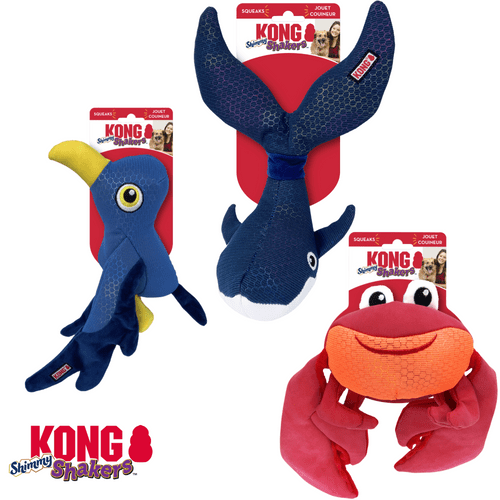KONG Shakers Shimmy Dog Toy Whale Crab Seagull Crackle