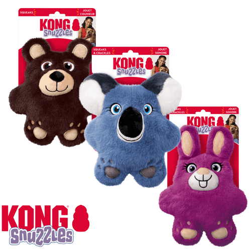 KONG Snuzzles Dog Toy Bear Kaola Bunny Plump Full Body Squeaker Md EU