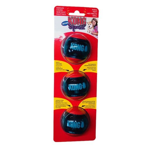 Kong Squeezz ACTION MEDIUM Ball Dog Toy Squeaky Play Balls - Approx 7cm