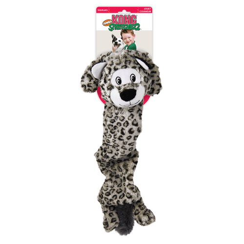 KONG Stretchezz SNOW LEOPARD XL Grey Plush Stretch Dog Toy