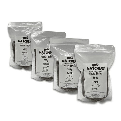 Natchew Meaty Strips Goose Lamb Venison Rabbit - Dog Training Treat 500g
