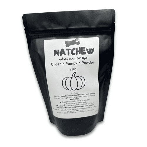 NATCHEW Organic Pumpkin Powder for Dogs – 250g - Promotes Healthy Bowel Movements