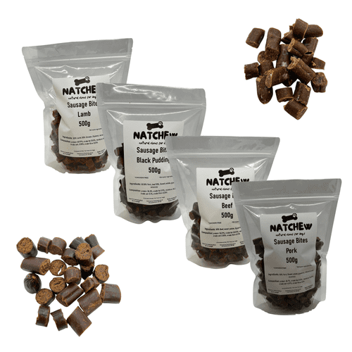 Natchew Sausage Bites Training Dog Treat - Lamb Beef Black Pudding Pork