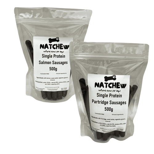 Natchew Single Protein Dog Treat Sausages – 500g Bag - Chicken Free!