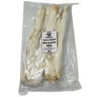NATURAL TREATS Furry Rabbit Skin Lengths PREMIUM  Dog Chew Treat Approx 50CM