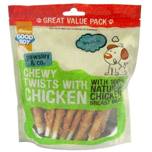 New Good Boy Pawsley Large Value Bag CHICKEN TWISTER Dog Treats (1)