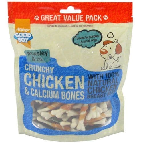 New Good Boy Pawsley Large Value Bag Crunchy Chicken and Calcium Bones Dog Treats