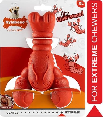 Nylabone Dog Chew – Tough Lobster Toy, Extra Large, Filet Mignon Flavour, Durable & Teeth Cleaning