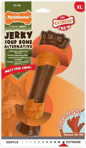 Nylabone Extreme Nylon Dog Chew Toy Souper Bone Duck Jerky Flavour XL For Dogs Over 23kg