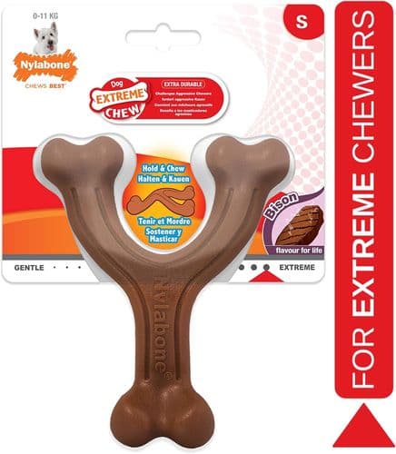 Nylabone Extreme Wishbone Dog Chew Toy Bison Flavour Small For Dogs Up To 11kg