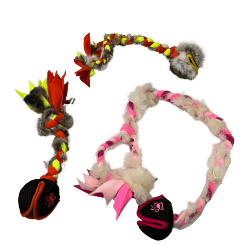 Paws Made Pocket Real Fur Fleece Tug - Rabbit or standard Flower Ball