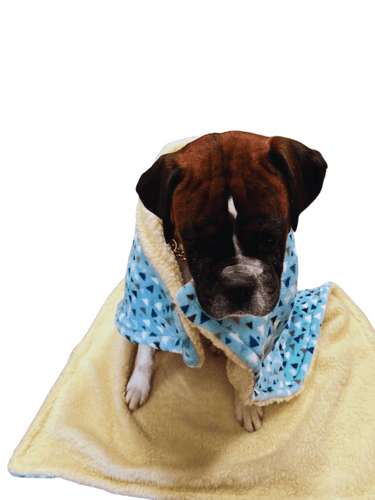 Paws Made Super Soft Blanket - BLUE TRIANGLE - Crate Cage Blanket Dog Bed