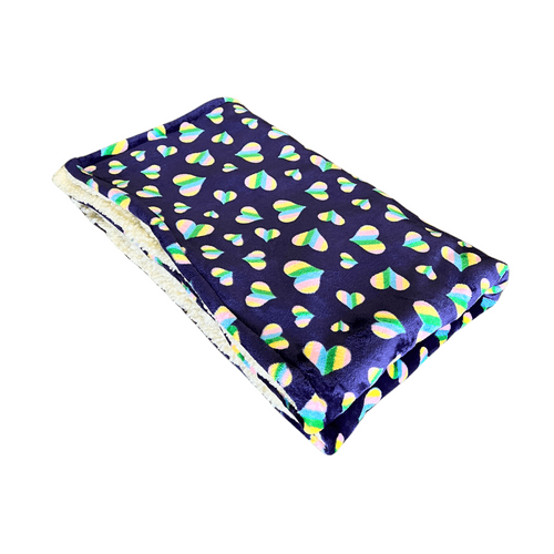 Paws Made Super Soft Blanket - DEEP PURPLE HEARTS - Crate Cage Blanket Dog Bed