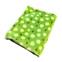 Paws Made Super Soft Blanket - Green Bee & Daisy - Crate Cage Blanket Dog Bed
