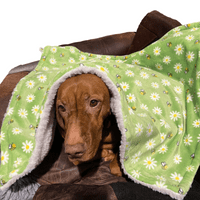 Paws Made Super Soft Blanket - Green Bee & Daisy - Crate Cage Blanket Dog Bed