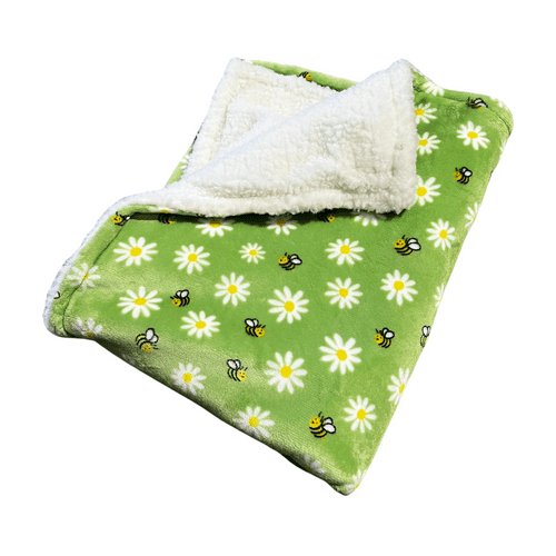 Paws Made Super Soft Blanket - Green Bee & Daisy - Crate Cage Blanket Dog Bed