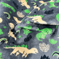 Paws Made Super Soft Blanket - GREY DINOSAUR - Crate Cage Blanket Dog Bed