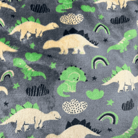 Paws Made Super Soft Blanket - GREY DINOSAUR - Crate Cage Blanket Dog Bed