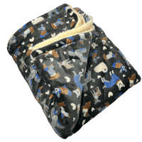 Paws Made Super Soft Blanket - GREY DOG DESIGN - Crate Cage Blanket Dog Bed