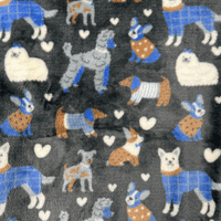 Paws Made Super Soft Blanket - GREY DOG DESIGN - Crate Cage Blanket Dog Bed