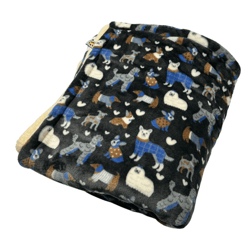 Paws Made Super Soft Blanket - GREY DOG DESIGN - Crate Cage Blanket Dog Bed