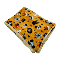 Paws Made Super Soft Blanket - ORANGE ANIMALS - Crate Cage Blanket Dog Bed