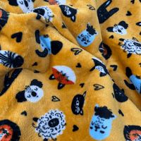 Paws Made Super Soft Blanket - ORANGE ANIMALS - Crate Cage Blanket Dog Bed