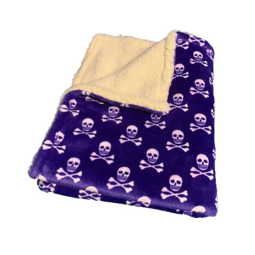 Paws Made Super Soft Blanket - PURPLE SKULL & CROSS BONE - Crate Cage Blanket Dog Bed