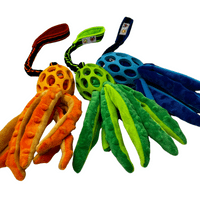 Paws Made™ Tuggerpus Bungee Rugby Lattice Cyber with Octopus Crinkle Legs Squeaker