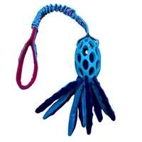 Paws Made™ Tuggerpus Bungee Rugby Lattice Cyber with Octopus Crinkle Legs Squeaker