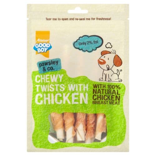 Pawsley Chewy Twists with Chicken 90g Dog Treat