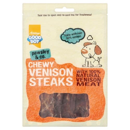 Pawsley Chewy Venison Steaks 80g Dog Treat