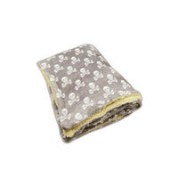 PawsMade Super Soft Blanket - SILVER SKULL & CROSSBONE  - Crate Cage Blanket Dog Bed