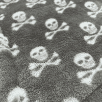PawsMade Super Soft Blanket - SILVER SKULL & CROSSBONE  - Crate Cage Blanket Dog Bed
