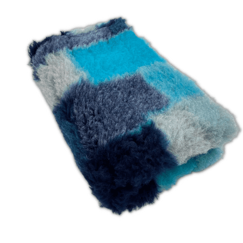 Pawstrading™ Anti-Slip Backed Veterinary Fleece Bedding Dog Bed / Mat Blue Patchwork