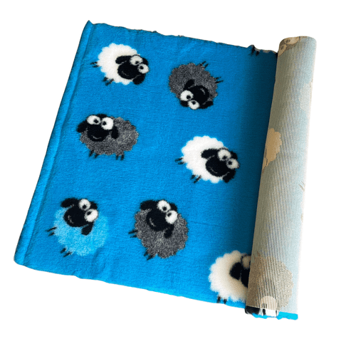 Pawstrading™ Anti-Slip Backed Veterinary Fleece Bedding Dog Bed / Mat CYAN BLUE SHEEP
