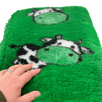 Pawstrading™ Anti-Slip Backed Veterinary Fleece Bedding Dog Bed / Mat GREEN COW