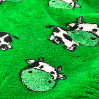 Pawstrading™ Anti-Slip Backed Veterinary Fleece Bedding Dog Bed / Mat GREEN COW