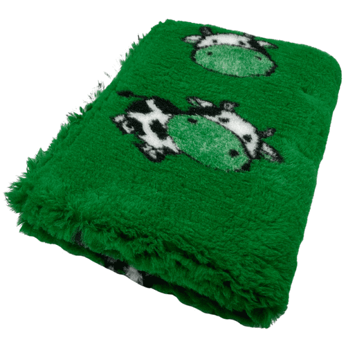 Pawstrading™ Anti-Slip Backed Veterinary Fleece Bedding Dog Bed / Mat GREEN COW